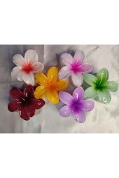 6'LI RENGARENK LOTUS ÇİÇEĞİ MANDAL TOKA 8 cm - 1