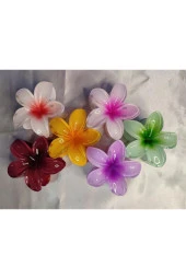 6'LI RENGARENK LOTUS ÇİÇEĞİ MANDAL TOKA 8 cm - 2