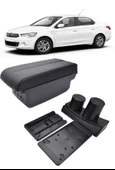 Citroen C-elysee 2014-2016 Delmesiz Kol Dayama Kolçak Usb+Çift Açılır Siyah Dikişli - 1