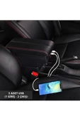 Citroen C-elysee 2014-2016 Delmesiz Kol Dayama Kolçak Usb+Çift Açılır Siyah Dikişli - 8