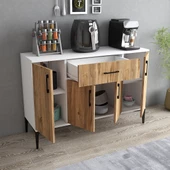 Tanmob MDL0303 Alt Çok Amaçlı Dolap 4 Kapaklı Çekmeceli Mutfak Dolabı Beyaz Çam - 2