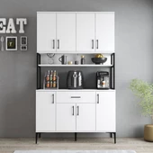 Tanmob MDL0401 Alt Üst Çok Amaçlı Dolap 8 Kapaklı Çekmeceli Raflı Mutfak Dolabı Beyaz - 3