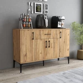 Tanmob MDL0302 Alt Çok Amaçlı Dolap 4 Kapaklı Çekmeceli Mutfak Dolabı Çam - 1