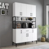 Tanmob MDL0401 Alt Üst Çok Amaçlı Dolap 8 Kapaklı Çekmeceli Raflı Mutfak Dolabı Beyaz - 1