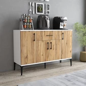 Tanmob MDL0303 Alt Çok Amaçlı Dolap 4 Kapaklı Çekmeceli Mutfak Dolabı Beyaz Çam - 1