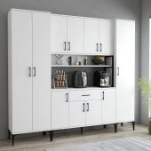 Tanmob MDL0701 Alt Üst Üç Kapılı Çok Amaçlı Dolap 8 Kapaklı Çekmeceli Raflı Beyaz - 1