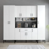 Tanmob MDL0701 Alt Üst Üç Kapılı Çok Amaçlı Dolap 8 Kapaklı Çekmeceli Raflı Beyaz - 3