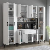 Tanmob MDL0701 Alt Üst Üç Kapılı Çok Amaçlı Dolap 8 Kapaklı Çekmeceli Raflı Beyaz - 2