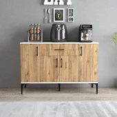 Tanmob MDL0303 Alt Çok Amaçlı Dolap 4 Kapaklı Çekmeceli Mutfak Dolabı Beyaz Çam - 3