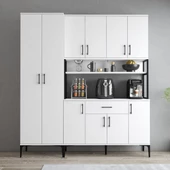 Tanmob MDL0601 Alt Üst Çift Kapılı Çok Amaçlı Dolap 8 Kapaklı Çekmeceli Raflı Beyaz - 3