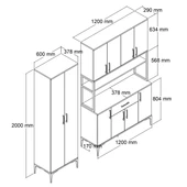 Tanmob MDL0601 Alt Üst Çift Kapılı Çok Amaçlı Dolap 8 Kapaklı Çekmeceli Raflı Beyaz - 4