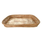 Rattan Dekoratif Dikdörtgen Hasır El Yapımı Sedef Tepsi Küçük Boy 1 Adet thumbnail 2