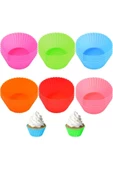 6 Adet Yıkanabilir Mini Tırtıklı Muffin Kalıbı- Ribanalı Kek-Cupcake- Renkli Hamur Işi Kabı - 3
