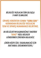 Kişiye Özel Gümüş Renkli Harflerle İsim YazAılı Suni Deri Bileklik - 3