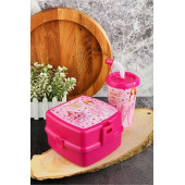 İki Katlı Beslenme Kutusu+Kapaklı Pipetli Bardak 400 ml. - 1