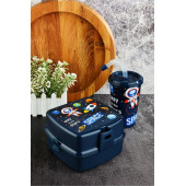 İki Katlı Beslenme Kutusu+Kapaklı Pipetli Bardak 400 ml. - 1