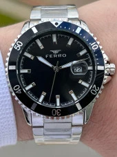 Ferro Çelik Kordon İç Fonksiyonları Aktif Chronograph 30 Mt Su Geçirmez Erkek Kol Saat EFT11238-A2 thumbnail 2