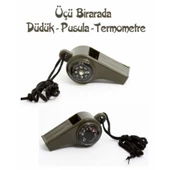 Pusulalı Termometreli Düdük - Survival Askılı Düdük - 1