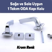 Tog Krom Oda Kapı Kolu Kare Rozetli Sürgülü ve Çelik Kapı Kulpu Uyumlu Sağa ve Sola Uygun Kolları - 10