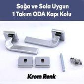 Tog Krom Oda Kapı Kolu Kare Rozetli Sürgülü ve Çelik Kapı Kulpu Uyumlu Sağa ve Sola Uygun Kolları - 4