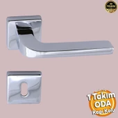 Tog Krom Oda Kapı Kolu Kare Rozetli Sürgülü ve Çelik Kapı Kulpu Uyumlu Sağa ve Sola Uygun Kolları - 9