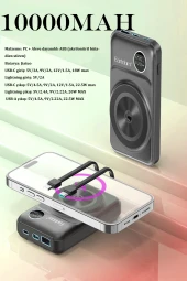 Qpen PD28 10.000 mAh 22.5W Kablosuz PD Hızlı Şarj Powerbank thumbnail 7