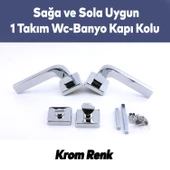 Tog Krom Renk Wc Banyo Kapı Kolu Kare Rozetli Kapı Kolları Sağa ve Sola Uygun Kulpu thumbnail 4