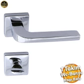 Tog Krom Renk Wc Banyo Kapı Kolu Kare Rozetli Kapı Kolları Sağa ve Sola Uygun Kulpu thumbnail 1