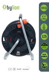 Bylıon Makaralı Uzatma Kablosu 3*1.5mm² 20 Mt. Turuncu Kablo - Işıklı - 3