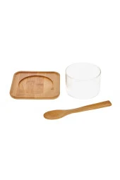 bambu tabaklı cam suffle seti - çok amaçlı altlıklı sunum kasesi 12 parça - 4