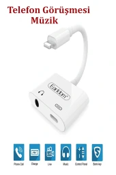 Qpen OT46 Tak Çalıştır Lightning to 2in1 Type-C ve Aux Dönüştürücü thumbnail 2