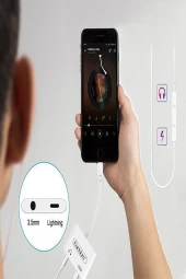 Qpen OT46 Tak Çalıştır Lightning to 2in1 Type-C ve Aux Dönüştürücü thumbnail 3