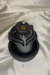 Geri Akış Tütsülük Şelale Ters Akış Tütsü Seramik Feng Şui Seramik Siyah Değirmen Sunak thumbnail 5