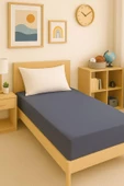 80 x 200 + 30 cm Düz Pamuklu Tek Kişilik Lastikli Fitted Penye Çarşaf - 1