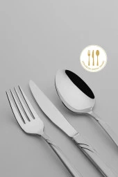 Nehir fiesta saten mat çatal kaşık bıçak takımı seti - 72 prç.kaşık seti - 3