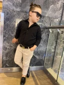 MODAVALS ERKEK ÇOCUK 3 PARÇA GABARDİN PANTOLON & GÖMLEK & KEMER KOMBİN-SİYAH-745236981 - 9