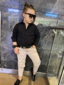 MODAVALS ERKEK ÇOCUK 3 PARÇA GABARDİN PANTOLON & GÖMLEK & KEMER KOMBİN-SİYAH-745236981 - 11