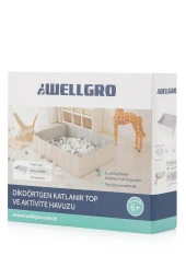 Wellgro Katlanır Dikdörtgen Top Havuzu 150 Toplu, Pembe thumbnail 6