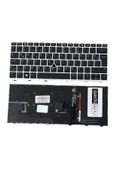 Hp ile Uyumlu EliteBook 830 G5 (3JX24EA), 830 G6 (6XD22EA) Klavye Işıklı Siyah TR Gümüş Çerçeveli - 1