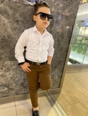 MODAVALS ERKEK ÇOCUK 3 PARÇA GABARDİN PANTOLON & GÖMLEK & KEMER KOMBİN-BEYAZ-745236982 - 6