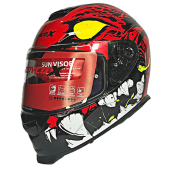 Scoyco X507 Güneş Vizörlü Kapalı Kask (Kırmızı/siyah) - 4