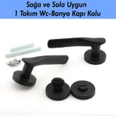 Royal Mat Siyah Wc Banyo Kapı Kolu Daire Rozetli SürgülüKapı Kulpu Uyumlu Sağ Sol Uygun Kolları - 7