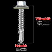 Trapez Çatı Vidası 5.5x32 mm Paket 100 ADET Matkap Uçlu Sac Akıllı Vida Çatı Panel Metal Ağaç Vidası - 2
