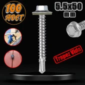 Trapez Çatı Vidası 5.5x50 mm Paket 100 ADET Matkap Uçlu Sac Akıllı Vida Çatı Panel Metal Ağaç Vidası - 1