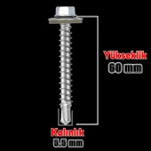 Trapez Çatı Vidası 5.5x60 mm Paket 100 ADET Matkap Uçlu Sac Akıllı Vida Çatı Panel Metal Ağaç Vidası - 2