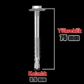 Trapez Çatı Vidası 5.5x75 mm Paket 100 ADET Matkap Uçlu Sac Akıllı Vida Çatı Panel Metal Ağaç Vidası thumbnail 2