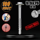 Trapez Çatı Vidası 5.5x75 mm Paket 100 ADET Matkap Uçlu Sac Akıllı Vida Çatı Panel Metal Ağaç Vidası thumbnail 1
