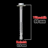 Trapez Çatı Vidası 5.5x90 mm Paket 100 ADET Matkap Uçlu Sac Akıllı Vida Çatı Panel Metal Ağaç Vidası - 2