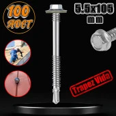 Trapez Çatı Vidası 5.5x105 mm Paket 100 ADET Matkap Uçlu Sac Akıllı Vida Çatı Panel Metal Ağaç Vidası thumbnail 1