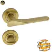 Royal Titanyum Gold Wc Banyo Kapı Kolu Daire Rozetli Sürgülü Kapı Sağ Sol Uygun Kolları Kulpu Uyumlu - 1